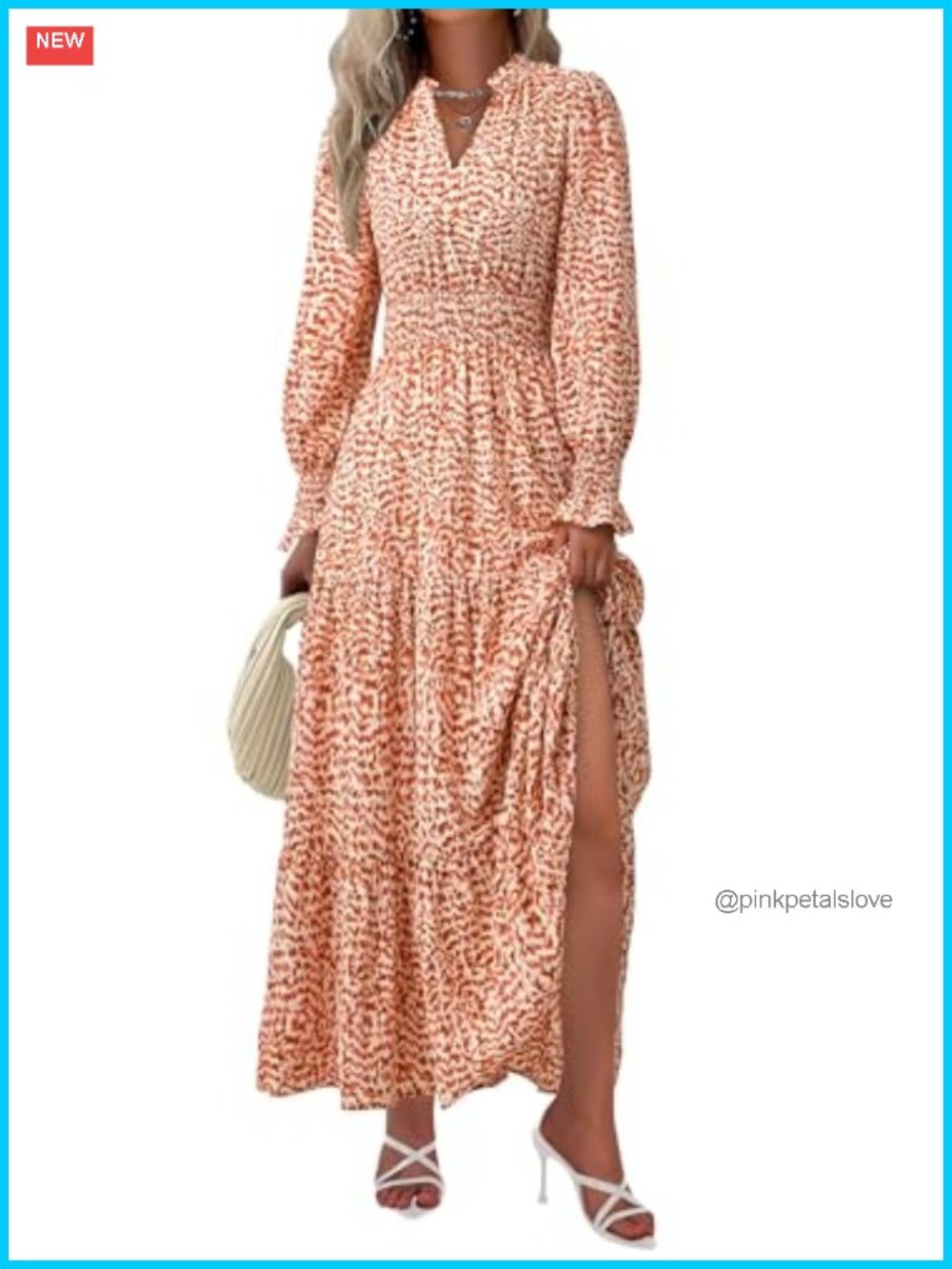 PRETTYGARDEN Women's Floral Maxi Dress Long Sleeve V-Neck A-Line Wedding Guest